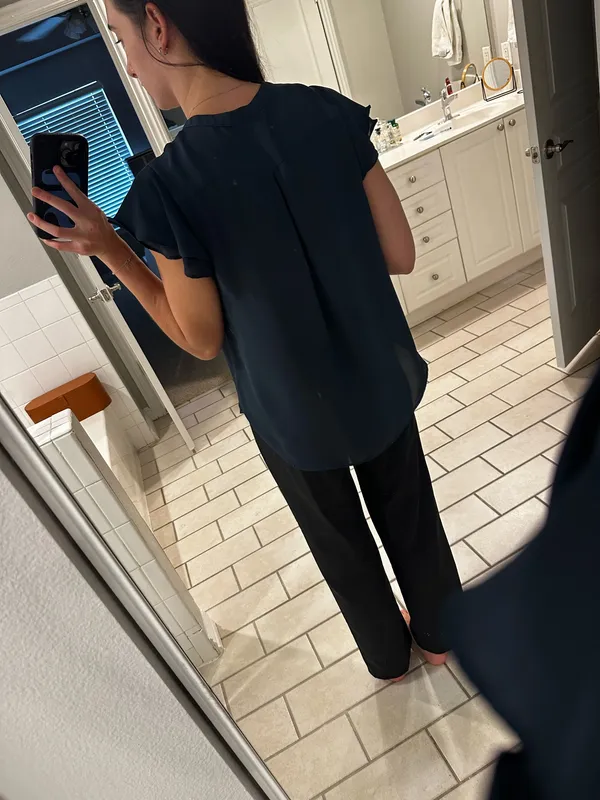 H&M blue pleated work top - Image 2