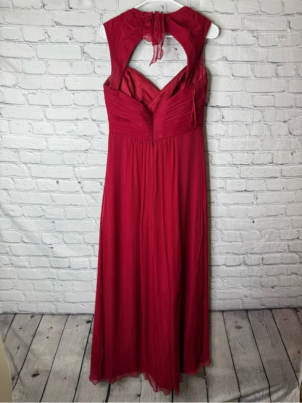 Amsale Elegant Red Halter Maxi Dress - Classic Evening Style size 10 - Image 11