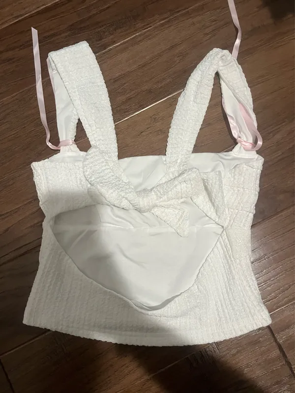 Beginning Boutique White Tank Top Open Back - Image 3