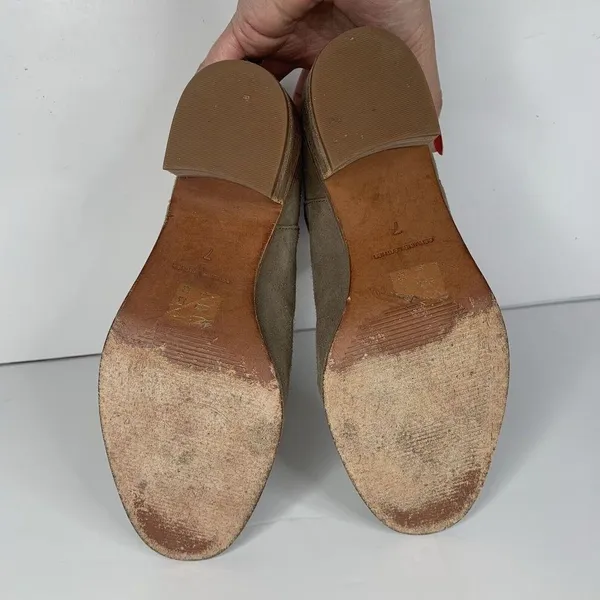 Madewell Size 7 Bootie Pauline Beige Taupe Leather Ankle Boot Stacked Block Heel - Image 10