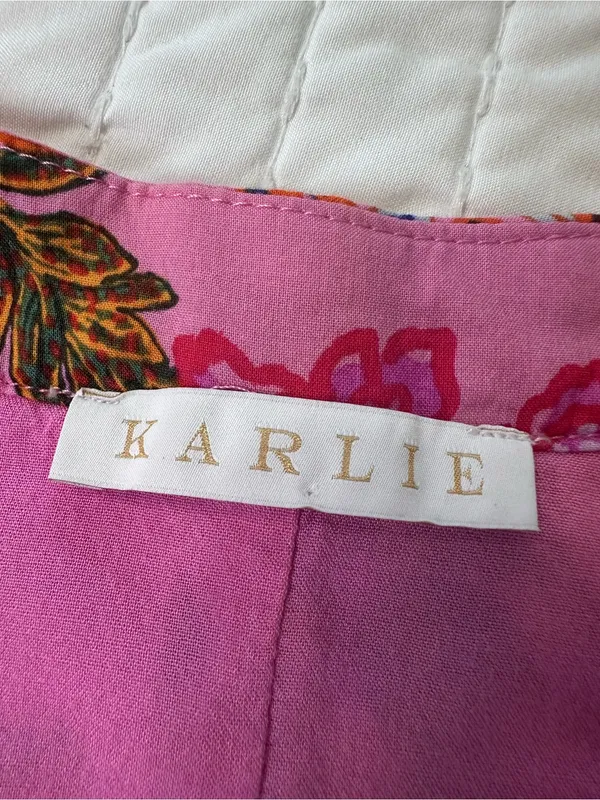 Karlie Women’s M Floral Bubble Sleeve V-Neck Ruffle-Hem Mini Dress with Pockets - Image 11