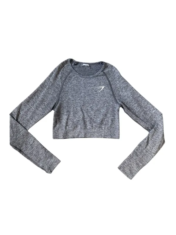 Gymshark Women Vital Crop Top Size Small Grey Seamless Long Sleeve Athletic - Image 2