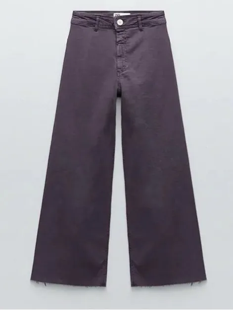 ZARA The Marine Straight Jeans Cropped Wide Leg in Lilac Sz. 10 - Image 10