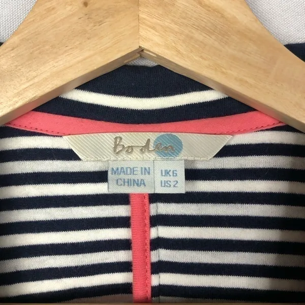 Boden Navy &‎ White Striped Summer Jersey Blazer 2 - Image 7