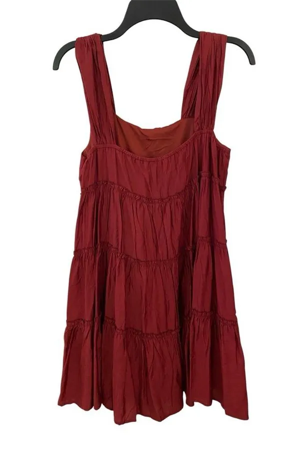 entro Women’s Tiered Sleeveless Lined Dress Burnt Orange Brown Size Medium Flowy - Image 2
