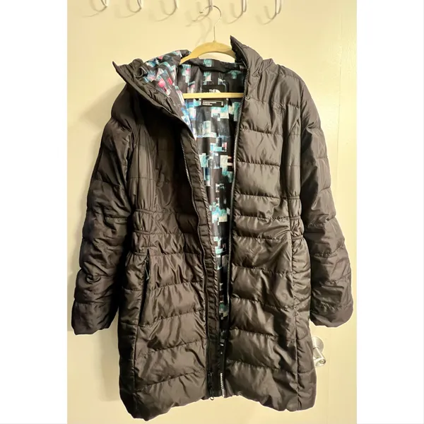 The North Face Women’s Black Hooded Long Puffer Coat - Image 2