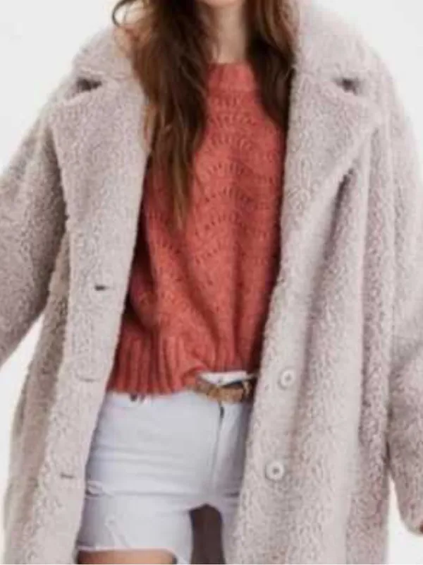 American Eagle Teddy Bear Sherpa Coat Lavender Marshmallow Size XXS Jacket Lined - Image 4