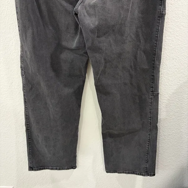 Hollister Ultra High-Rise Dad Jeans Washed Black Seamed Panel - Size 13R - Image 5