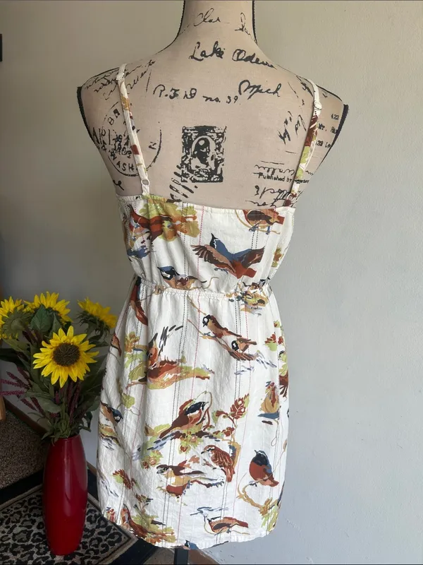 Anthropologie Eloise Bird Print Mini Length Boho Dress Size Small - Image 10