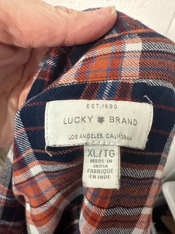 Lucky Brand Brown Plaid Long Sleeve Shirt Size XL EUC - Image 9