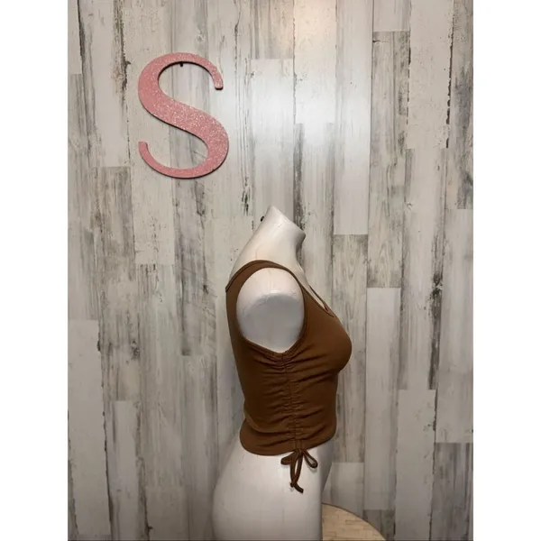 Brown Ruched Side Tank Top – Size Small - Image 2