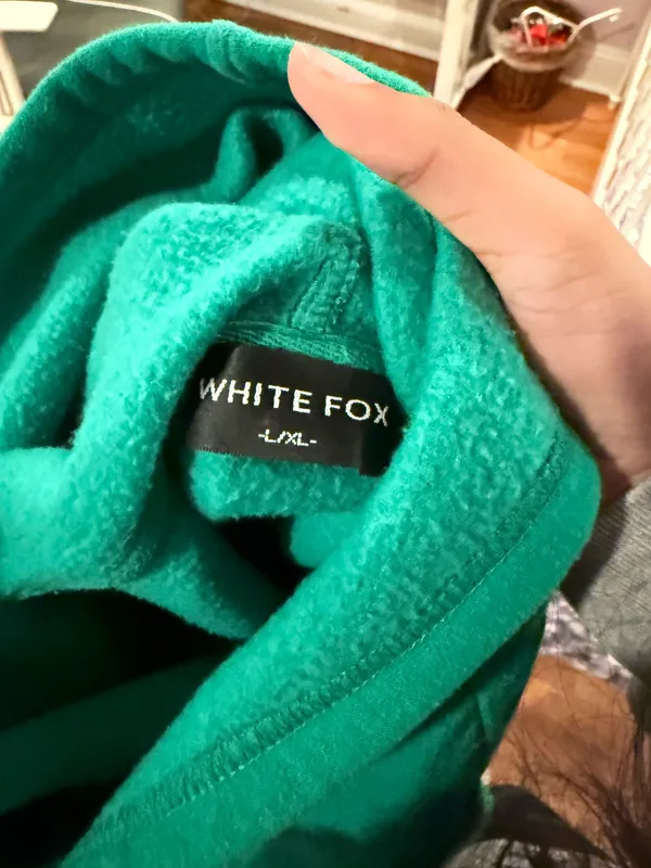 Green white fox hoodie - Image 3