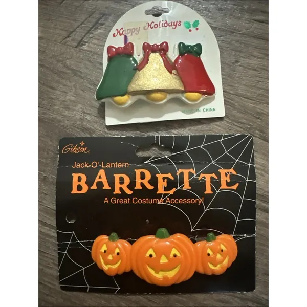Vintage Christmas Halloween Holiday Hair Barrette Clips Two‎ Pack Gibson & other - Image 2