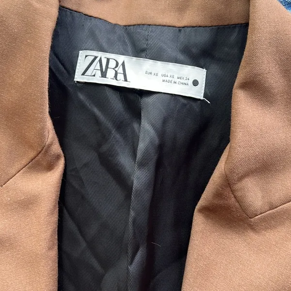 Zara Brown Tan Double Breasted Oversized 90s minimalist Blazer - Image 12