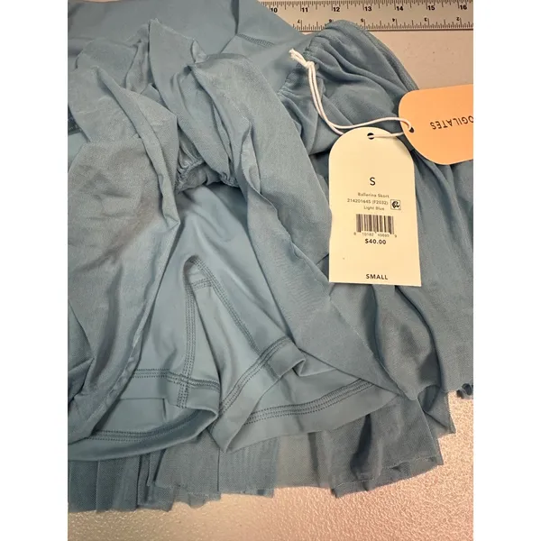 Blogilates Ballerina Skort Light Blue Crossover Waist Mesh Tiered‎ Skirt Small - Image 6