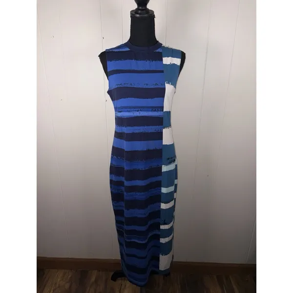 Corey Lynn Calter for Anthropologie sleeveless striped midi dress M Color Block - Image 2