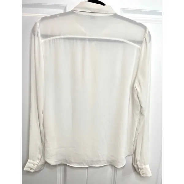 White Jewel Collar Long Sleeve Button Down Blouse - Image 13