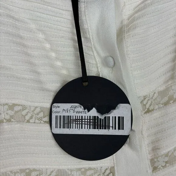 Storia NWT‎ White Lace Buttons Mini Babydoll Dress Women's Small - Image 3