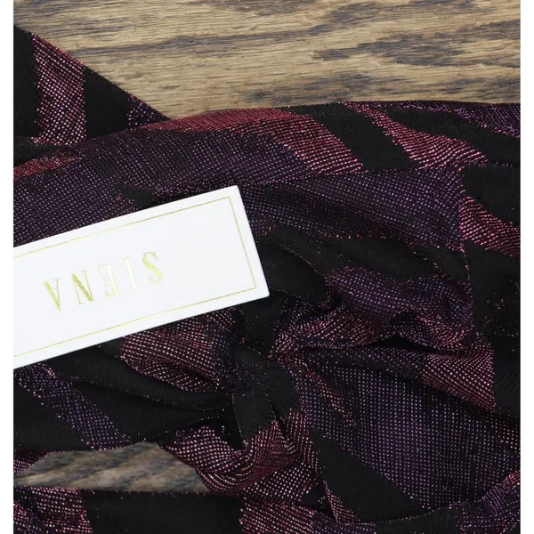 NWT Siena Womens V Neck Metallic Side-Twist Long-Sleeve Dress Purple Multi 0 - Image 7