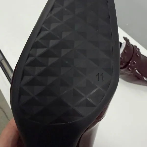Aerosoles‎ Burgundy Patent Studded Block Heel Loafers Square Toe Pumps size 11 - Image 5