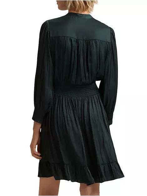 Gerard Darel Johan Smocked Trim Dark Green Dress Size 6 - Image 3