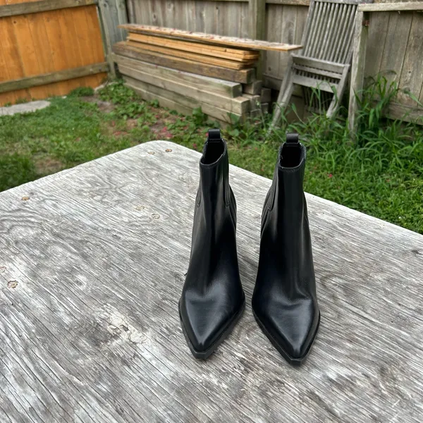 Marc Fisher Alva Black Leather‎ Heeled Bootie size 5.5 - Image 2