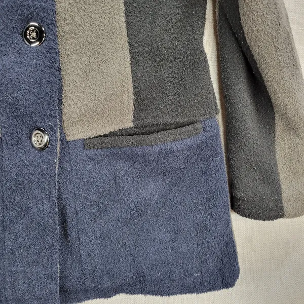 Weather Tamer Women's Coat Jacket S Blue Gray Colorblock Fleece Lined Button - Image 8