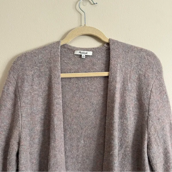 Madewell Kent Cardigan Sweater in Coziest Wool Yarn Heather Purple Pink Sz M - Image 6