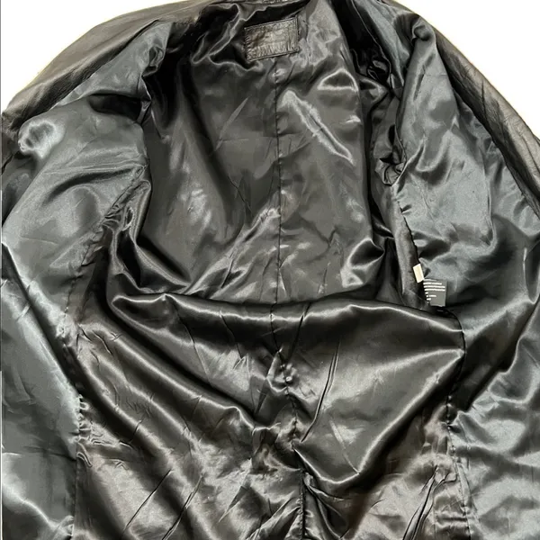 Jacqueline Ferrar Vintage 90s Black Leather Trench Coat Oversized Minimalist Long Coat - Size M - Image 10