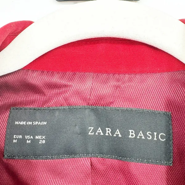 Zara Basic Womens Red Tailored Single Button Office Siren Career Blazer Size M - Image 3