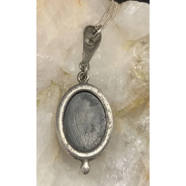 Vintage Oval‎ Green Baltic Amber Sterling Silver 925 Pendant 18'' Necklace 4.5g - Image 6