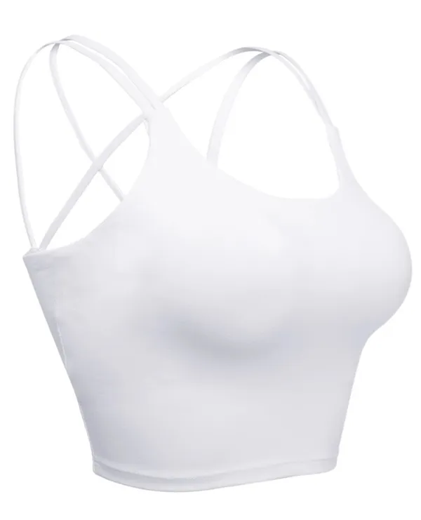 Walmart Padded Seamless Criss Cross Bralette Workout Yoga Bra Cami Crop Top for Women - Image 2