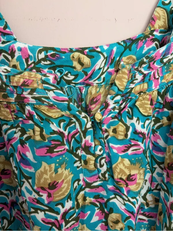 Natural Life Kate Pleated Tank Top Turquoise Small - Image 4