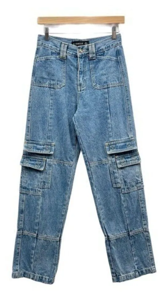 Lioness High Waisted Cargo Pockets Jeans size XS - Image 2