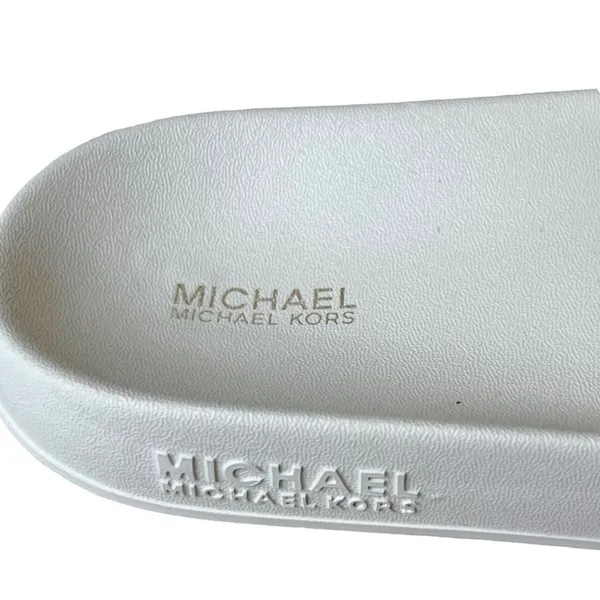 MICHAEL KORS Signature Vanilla Cream Floral Monogram Logo Slip On Slides - Image 7
