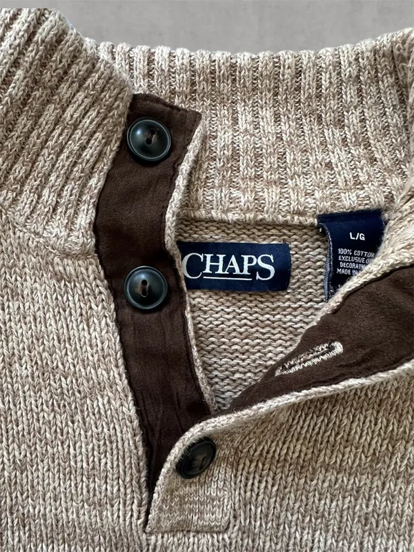 CHAPS Tan and Brown Vintage 90s Sweater Knitwear - Image 5