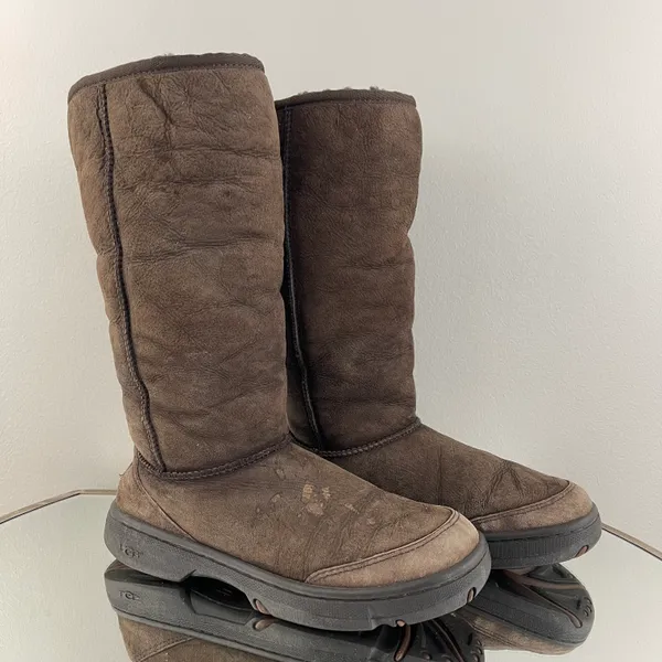 UGG Australia Dark Brown Sheepskin Ultimate Tall Revival Tasman Braid Boots - Image 2