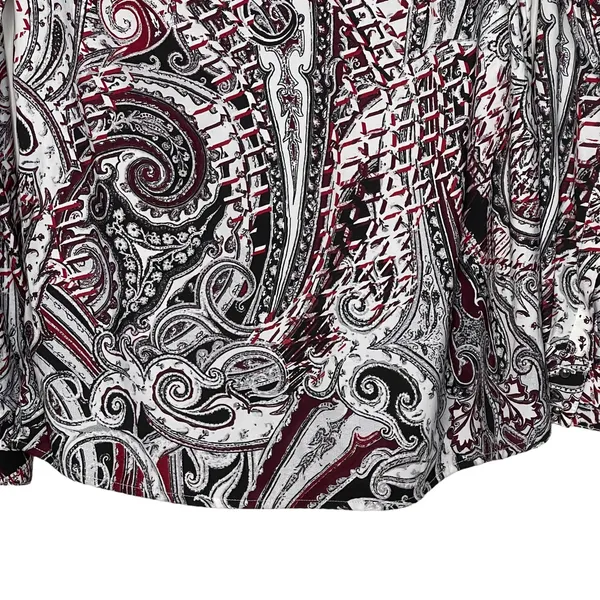 White House Black‎ Market Blouse Size Medium White Multi Floral Beaded Neckline - Image 5