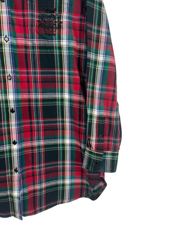 Lauren Ralph Lauren Red Green Plaid Button Up Shirt Embroidered Logo Holiday - Image 4