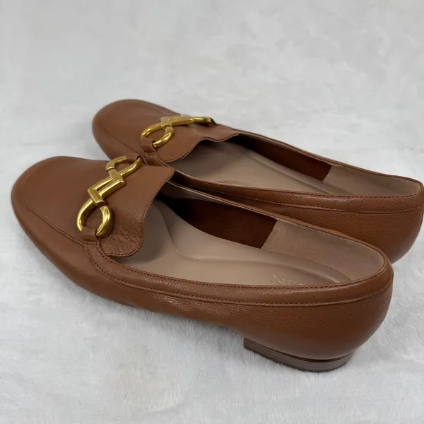 Naturalizer Adiline Loafers English Tea Brown Leather Square Toe 9.5W‎ - Image 6