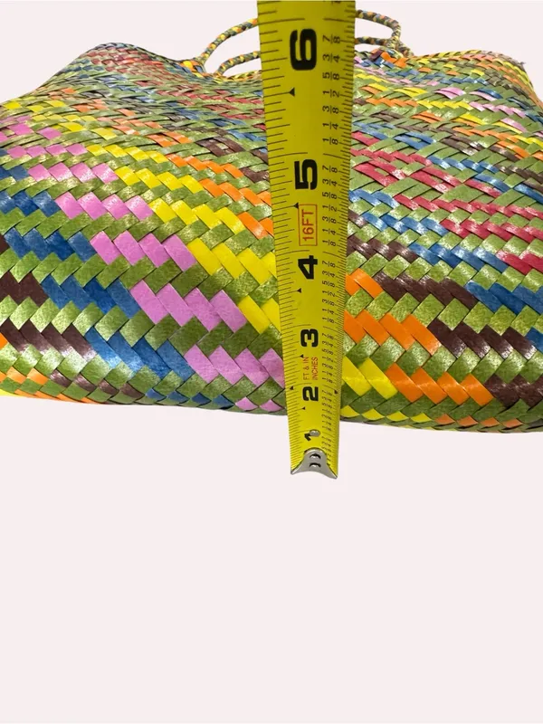 Large Colorful Mexican Woven Straw Tote Bag Market Beach Boho Handmade - Image 11