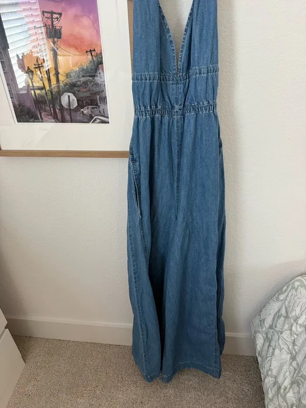 We The Free Blue Denim One-Piece Romper - Image 5
