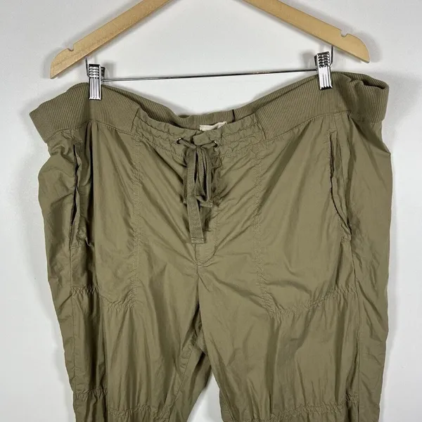 Lou & Grey Straight Taper Khaki Cargo Pants Women’s Size‎ XL Drawstring Green - Image 4