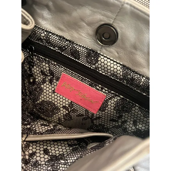 Betsey Johnson Crystal Dreams ‎ Leather Drawstring Shoulder Handbag Purse - Image 9
