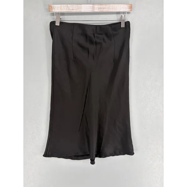Rachel Zoe Womens Midi Skirt Black Satin Slip Minimalist S - Image 2