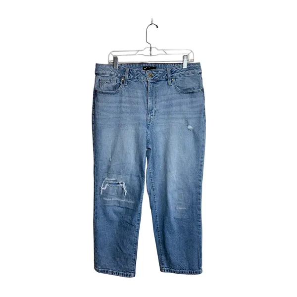 Maurices Edgely High Rise Relaxed Straight Ankle Jeans Light Wash Ripped - Image 2