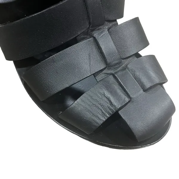 Vince Sandals Caged Strappy Nicolette Womens 5.5M Black Leather Block High Heel - Image 8