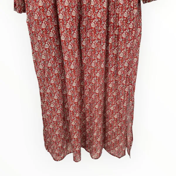 Umgee Burgundy Ditsy Floral Print Maxi Dress with Slits size Large Long Sleeves - Image 9