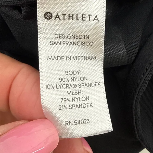 Athleta Mesh Around Tank Dress Black Sleeveless Shift Midi Mesh Hem‎ Size Large - Image 6