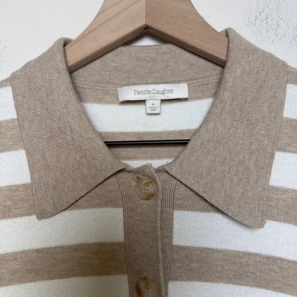 Favorite Daughter Women The Belle‎ Cardigan Sweater Medium Preppy Striped Polo - Image 3